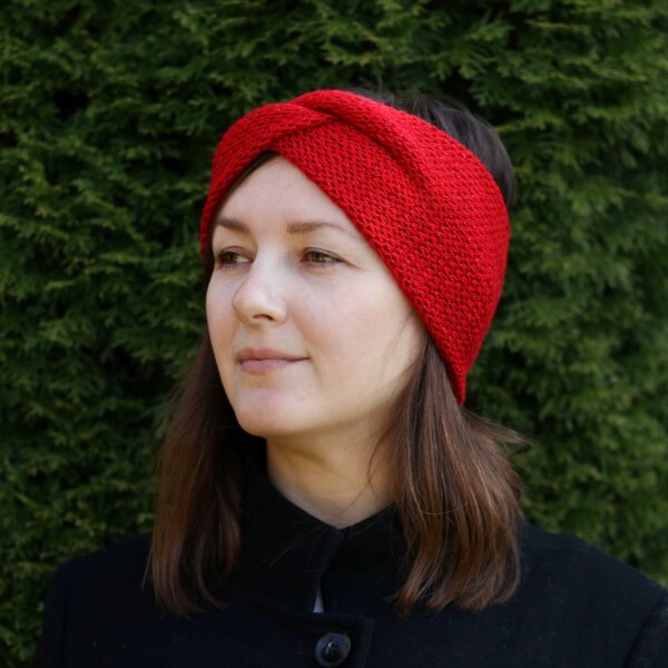 sparkly red headband earwarmer knit