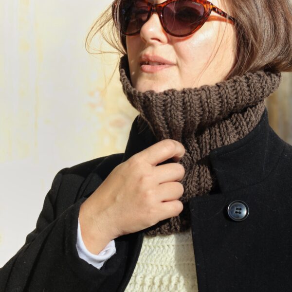 Brown wool crochet neckwarmer