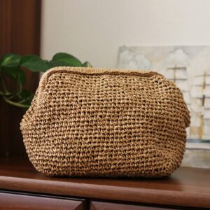 crochet raffia clutch evening bag sturdy