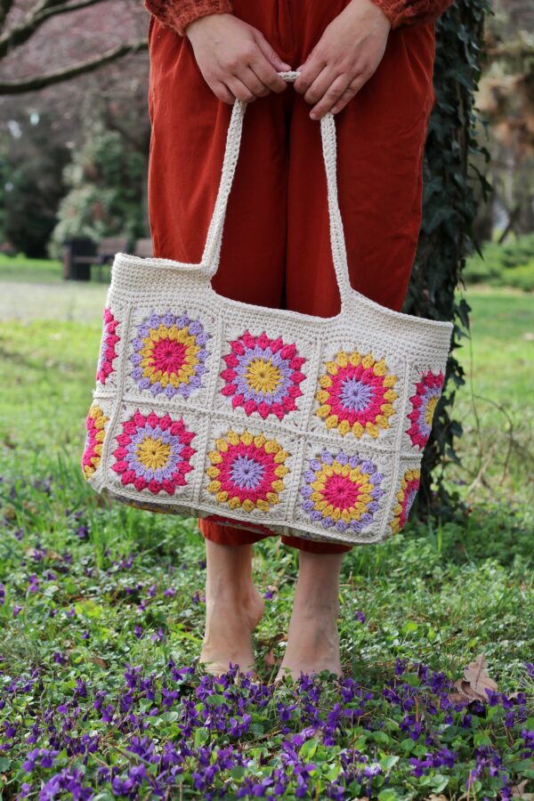 ivory crochet bag, purse, beach bag, summer purse, summer bag, granny squares