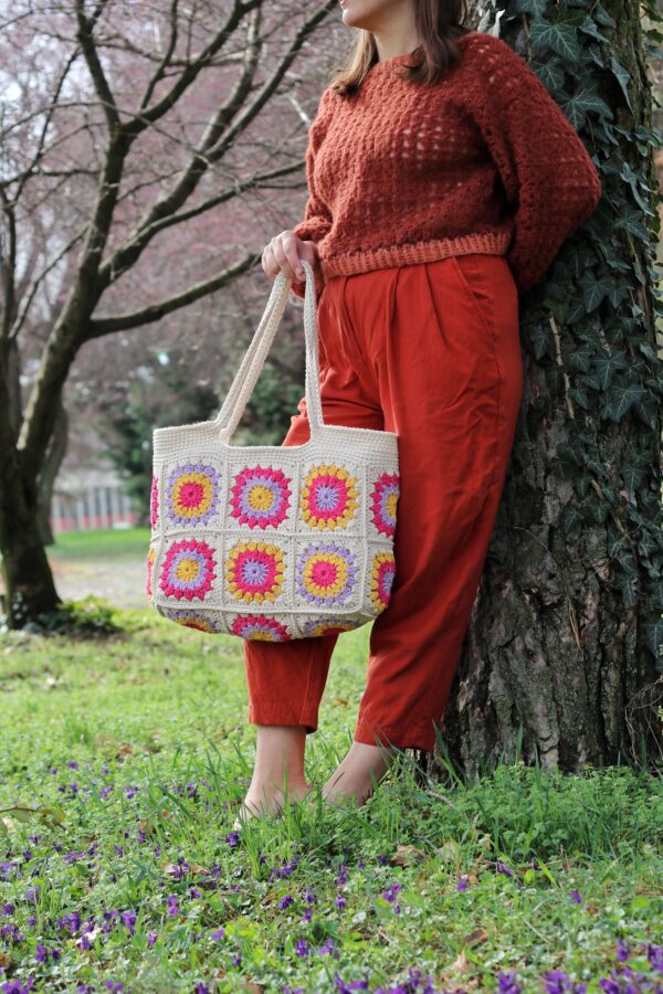 ivory crochet bag, purse, beach bag, summer purse, summer bag, granny squares